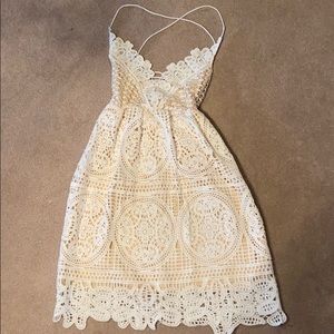 Corset back white lace dress